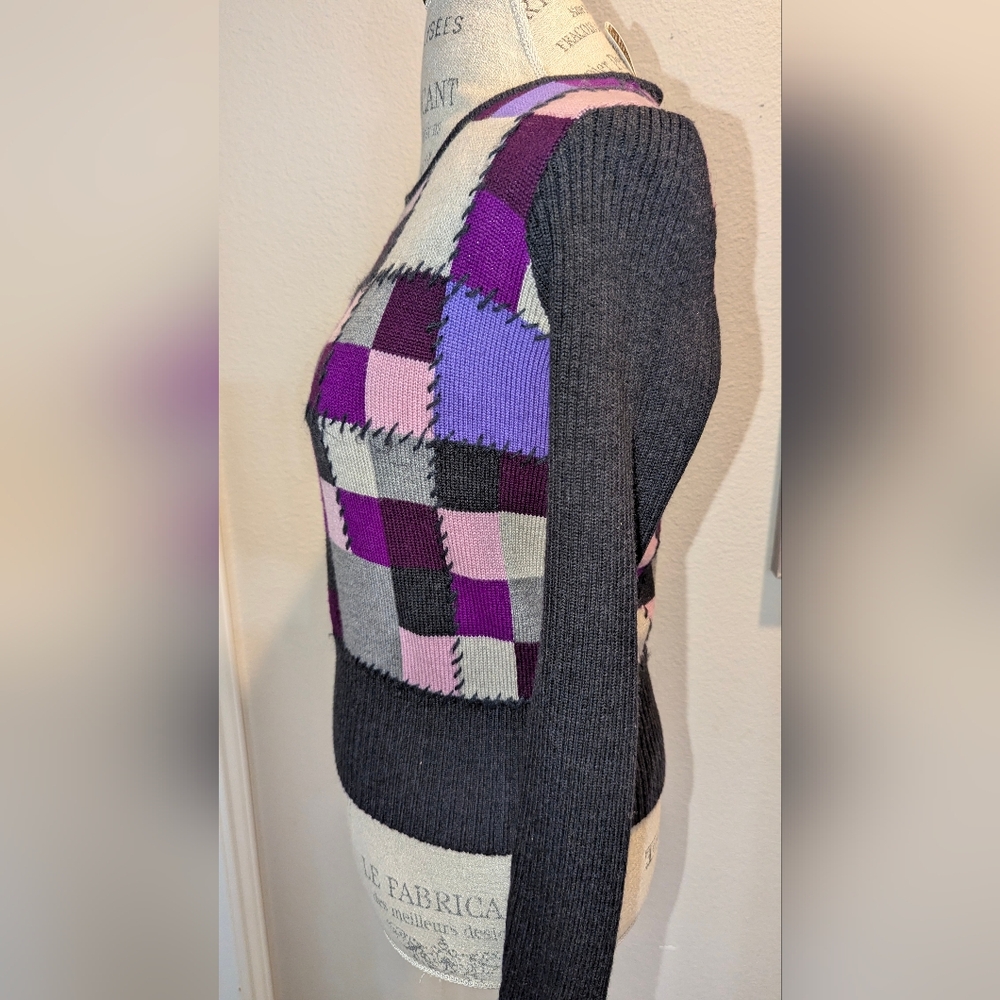 Colorful Patchwork Knit Sweater - Picture 8 of 9